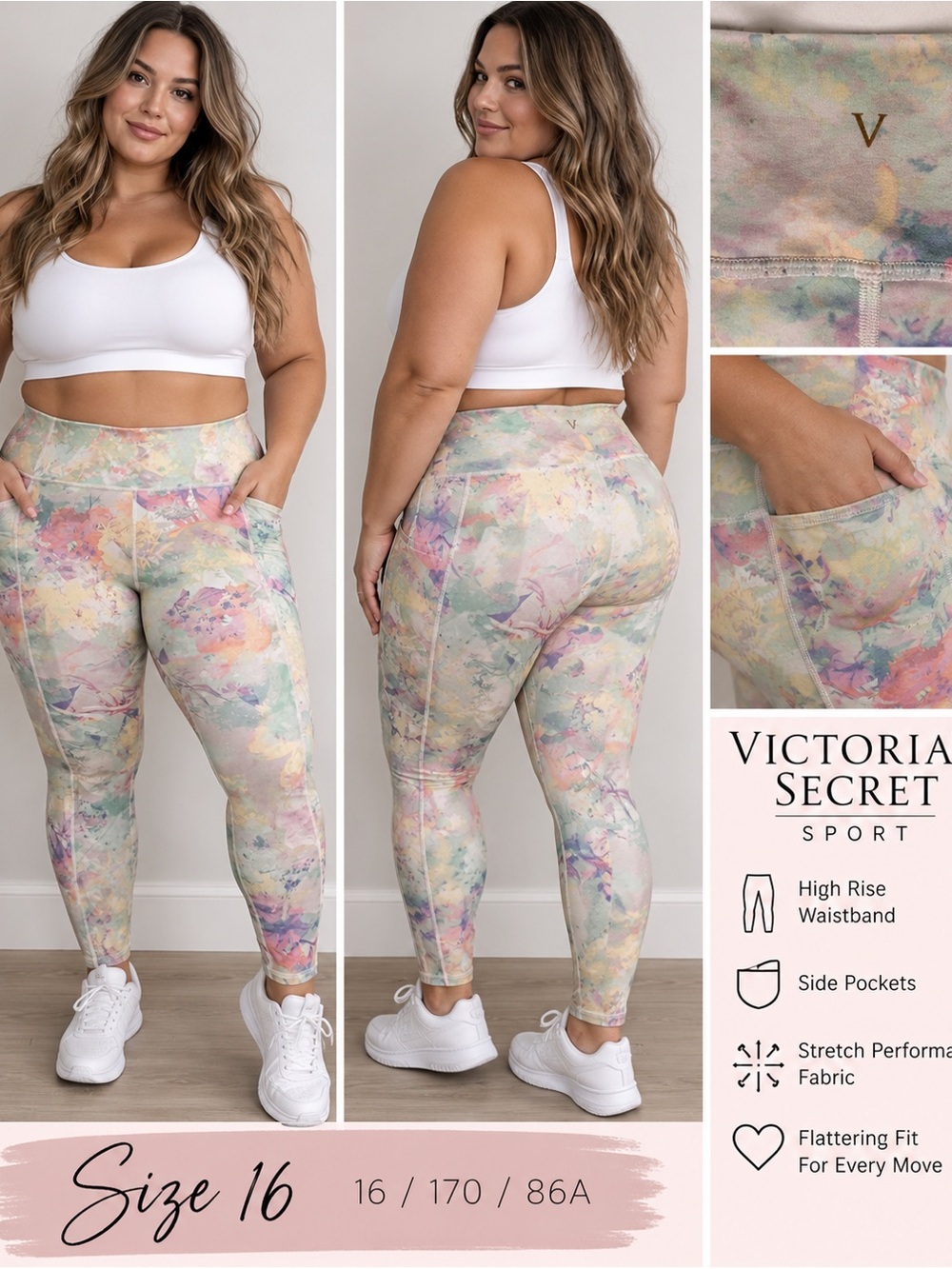 Victoria’s Secret Sport Size 16 Floral High Rise Pocket Leggings